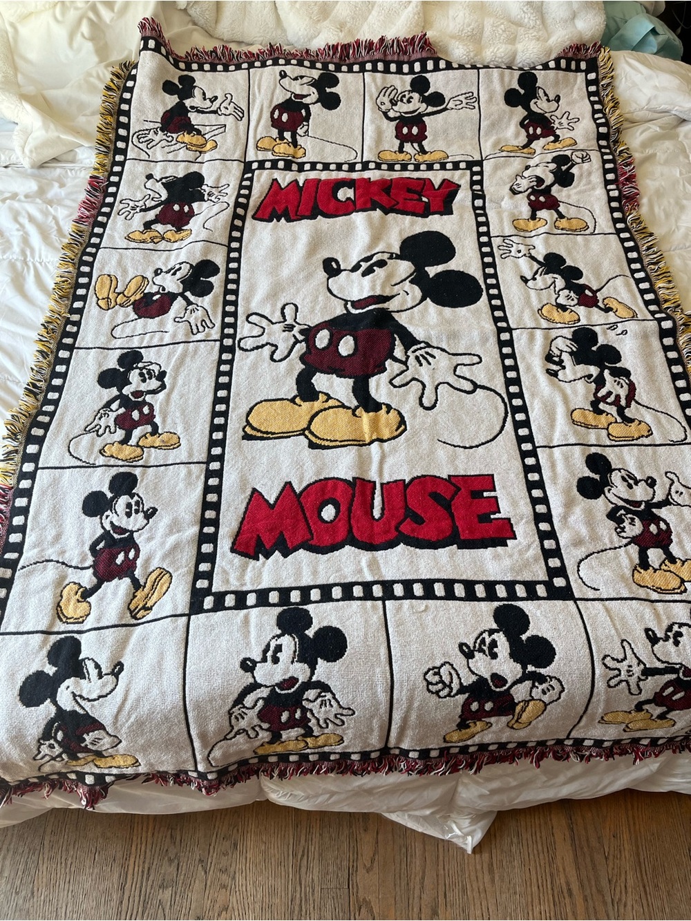 Disney Mickey Mouse Red, Black, Yellow Woven Throw